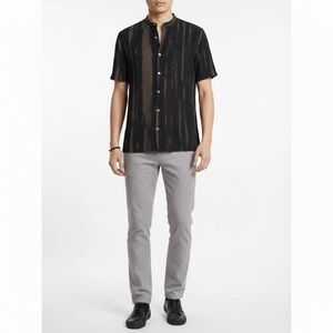 NWT John Varvatos Mens Black and Green Shirt Size Medium